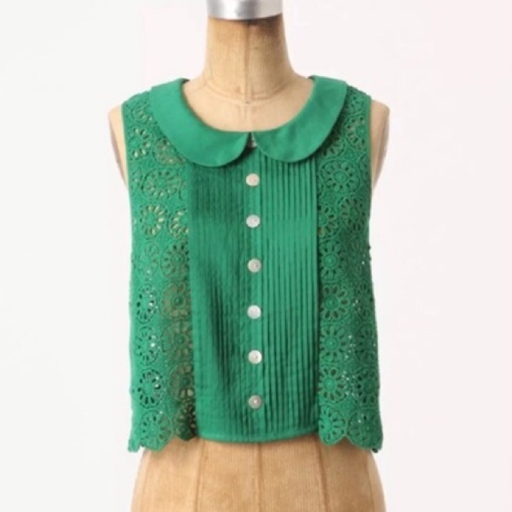 Plenty by Tracy Reese Green Crochet Crop Top